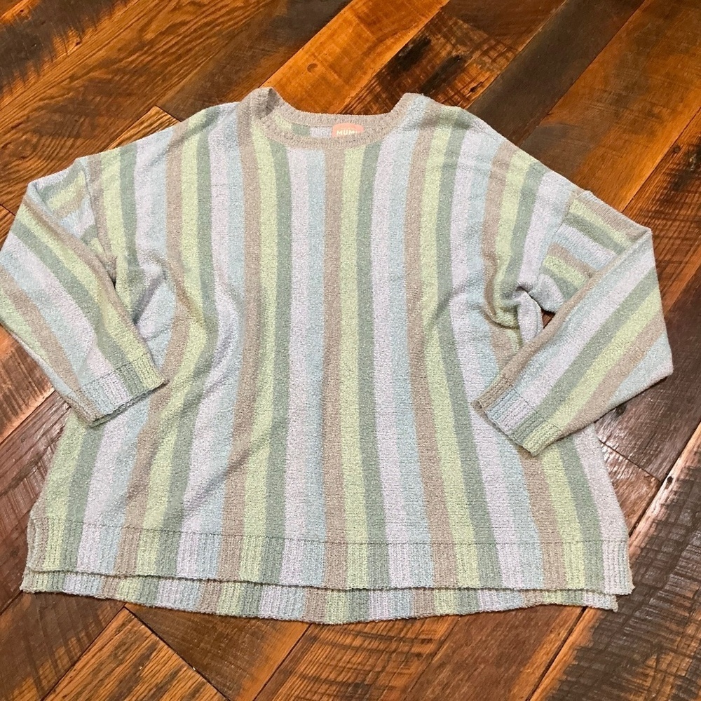 Show Me Your Mumu Atlas Sweater True Blue Stripe Women’s XXL | Oversized Knit Pu